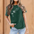 thumbnail image 2 of TSADFHJI Hauts pour Femmes Blouses Habillées Mode Décontractée Impression de Mots Chemises Col Rond Manches Courtes Tee Tops Tunique Blouse m Vert, 2 of 5