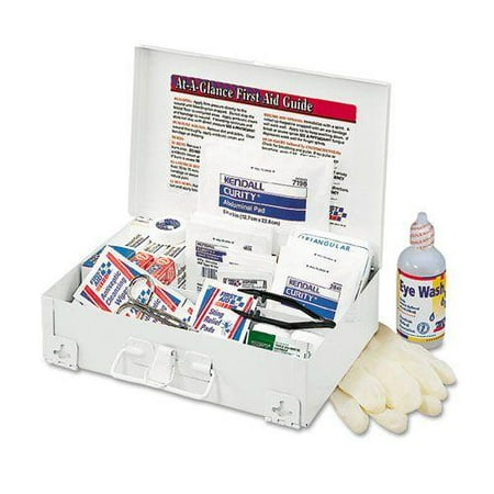 First Aid Only Bulk First Aid Kit - For 25 People, 107 Pieces, 4 Oz. Eye Wash, w/First Aid Guide, OSHA Compliant, Metal