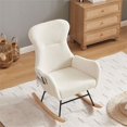 thumbnail image 6 of Teddy Fabric Nursing Chair for Mom and Baby, Nursery rocking chairs, Nursery Chair with Solid Wood Legs, Rocking Chair for Living Room Bedroom Offices, White, 6 of 7