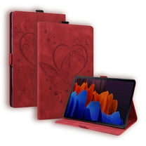 Dteck Case for Samsung Galaxy Tab S9 11 Inch 2023 / Tab S8 / Tab S7 11 Inch, Slim Embossed Butterfly Pattern Folio Flip Stand Protective Shell with Card Slots,Red
