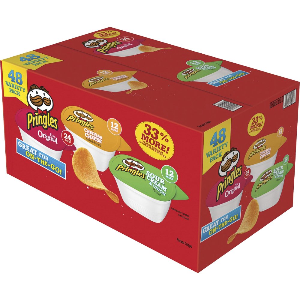 Pringles, KEB14991, Crisps Grab 'N Go Variety Pack, 48 / Box Walmart