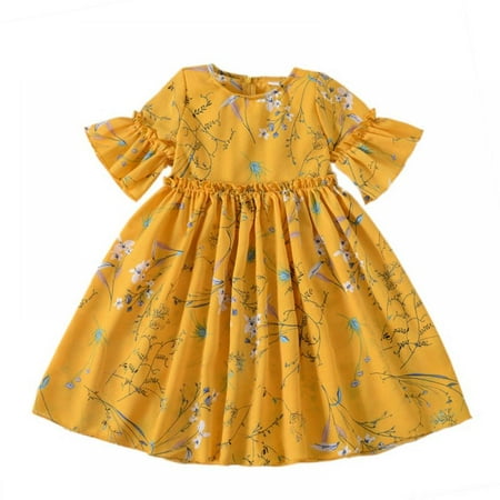 

Bullpiano Baby Girls Dress Toddler Girls Short Sleeve Dress Princess Dress Summer Beach Wedding Party Dress