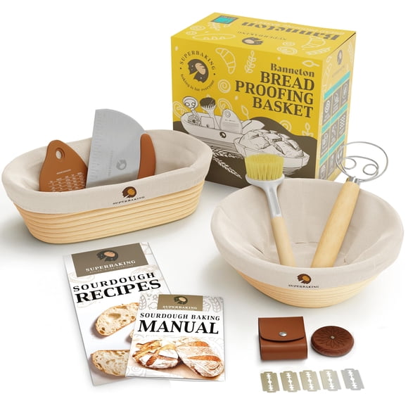 Set de cestas de fermentación para pan Superbaking 23 cm y 25 cm, ovalada y redonda