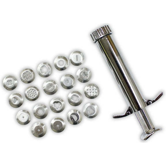 KITCHEN DIVA Handheld Clay / Pasta Extruder Plunger | 19 Versatile Dies Included | Ideal for Cookie Dough, Pasta Creation, or Clay Sculpting | Hygienic & User-Friendly