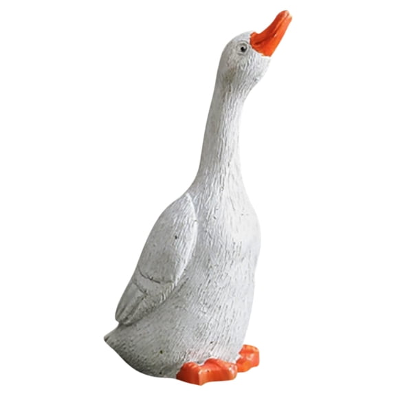 Cute Resin Figurines, Oimcto Lifelike Details with Orange Beaks & Feet, Miniature Mother & Baby Statues for Garden, Terrarium, Bonsai, Pot Decor, White Ornaments for Yard & Home, Monter Duck
