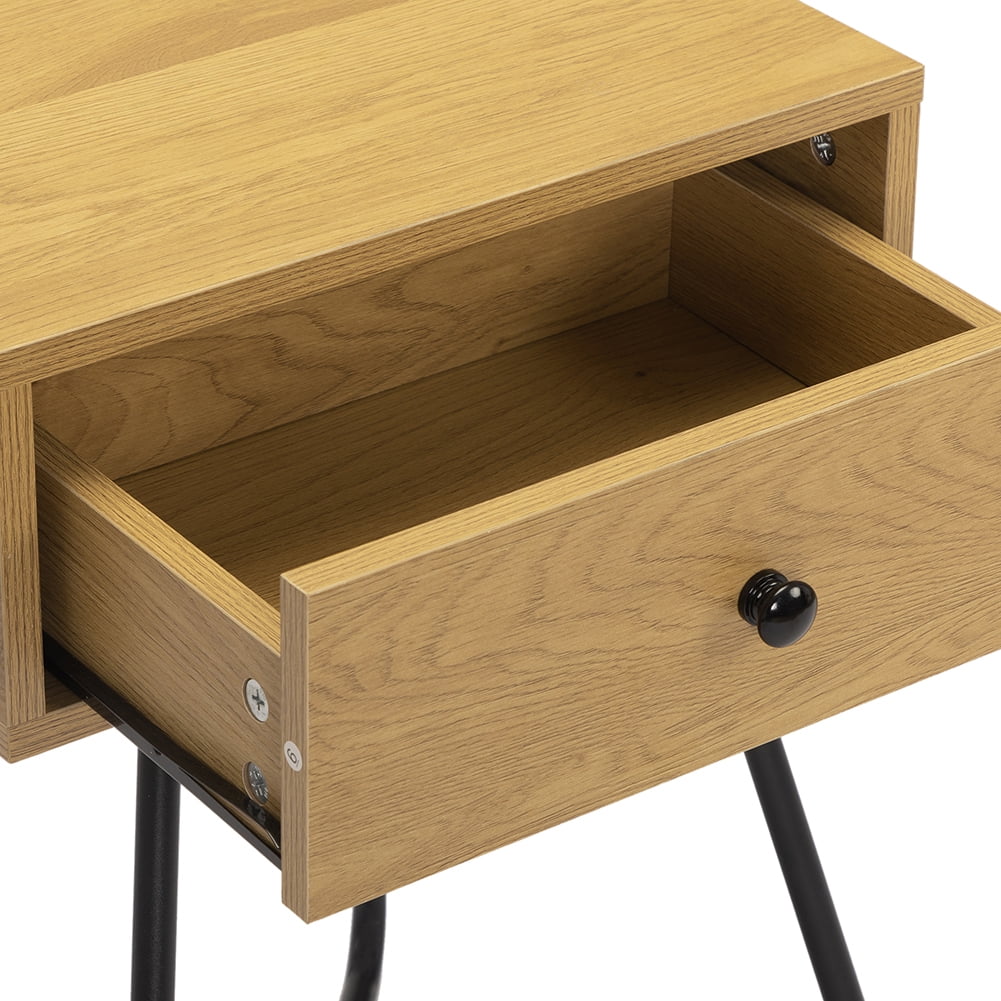 Kadyn Modern Nightstand, End Table with Drawer, Cross Legs, Bedside Table for Closet, Living Room, Oak-1PCS