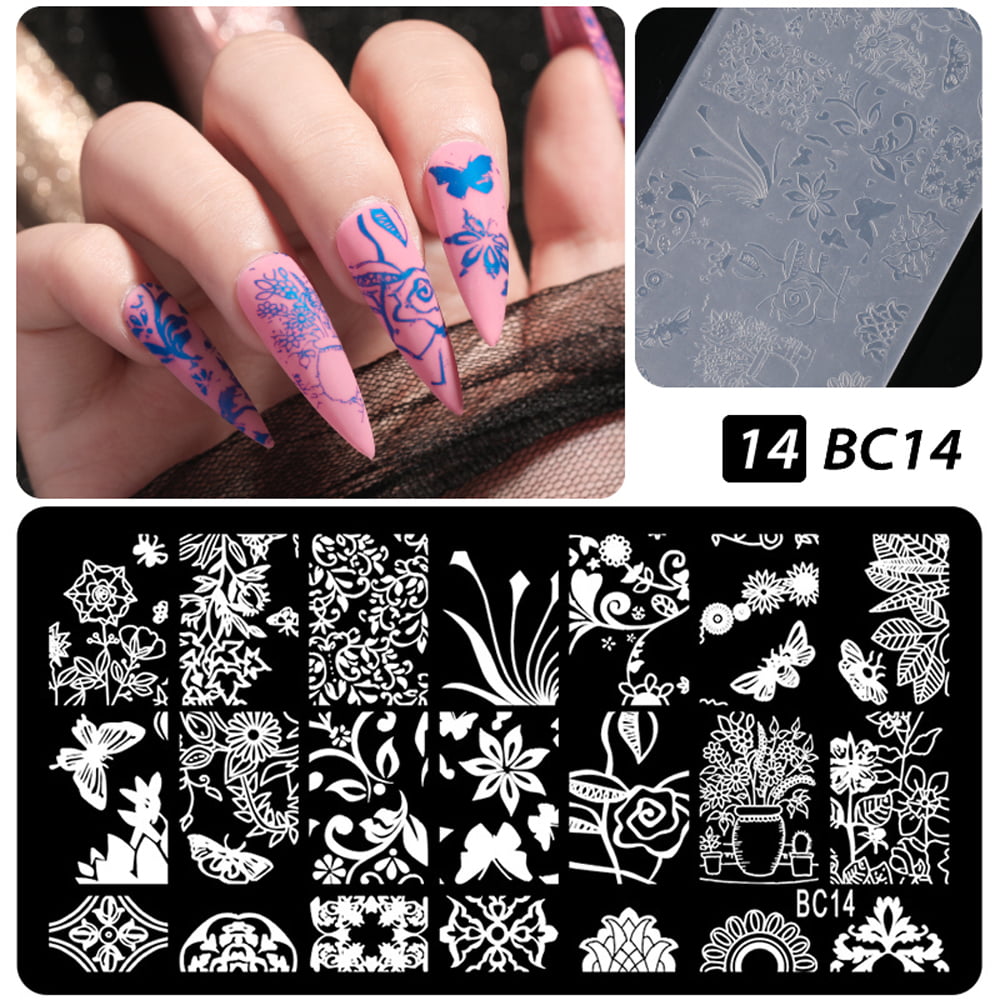 5pcs Nail Stamping Plates 1 Stamper 1 Scraper Lace Flower Animal Pattern  Nail Art Stamp Stamping Template Image Plate Nail Art Stamper 