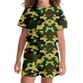 thumbnail image 3 of Tfken Summer Outfit Sets For Boys Print Crew Neck Short Sleeve Tops With Shorts Set For Performance Summer Toddler Classic Outfit Green Size 12-13 Years, 3 of 4