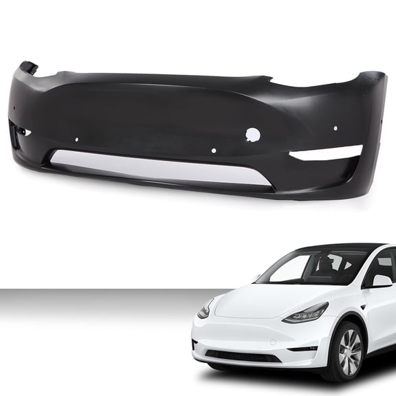 PIT66 Front Bumper Cover Panel with Park Sensor Hole Black Primed Fit for Tesla Model Y 149374500A, 1493736S0A 2020-2023