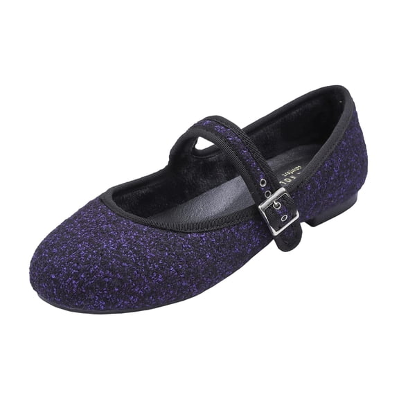 Women's Soft Cushion Round Toe Mary Jane Ballet Flats Navy Woollen Velvet 6 M US