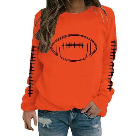 NMMUED Fall Outfits for Women Long Sleeve Graphic Tees for Women Long Sleeve Tops for Women Workout Tops for Women Oversized Sweatshirt for Women Orange 3XL