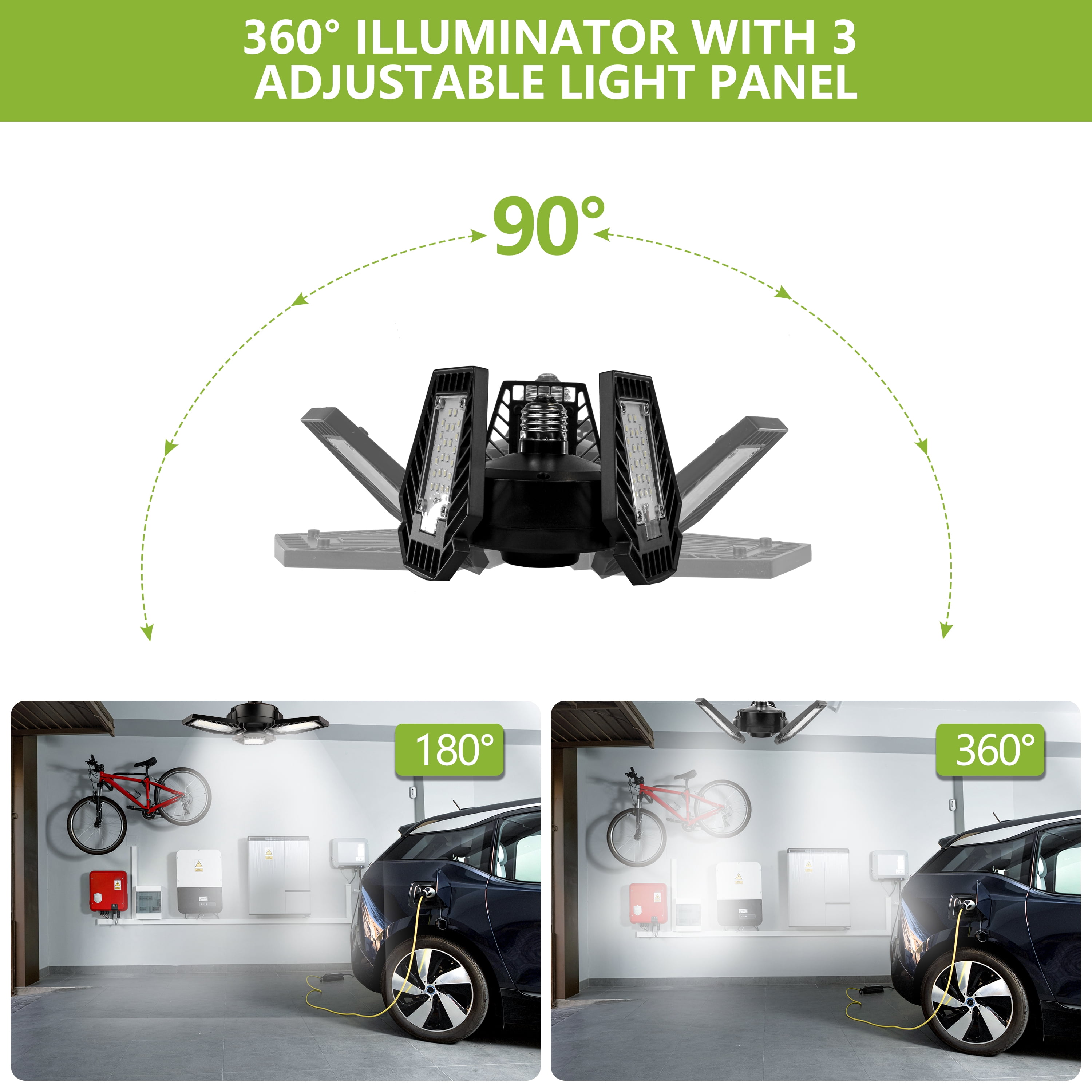 Pinegreen Lighting 6000 Lumen LED 3-Panel Garage Bulb