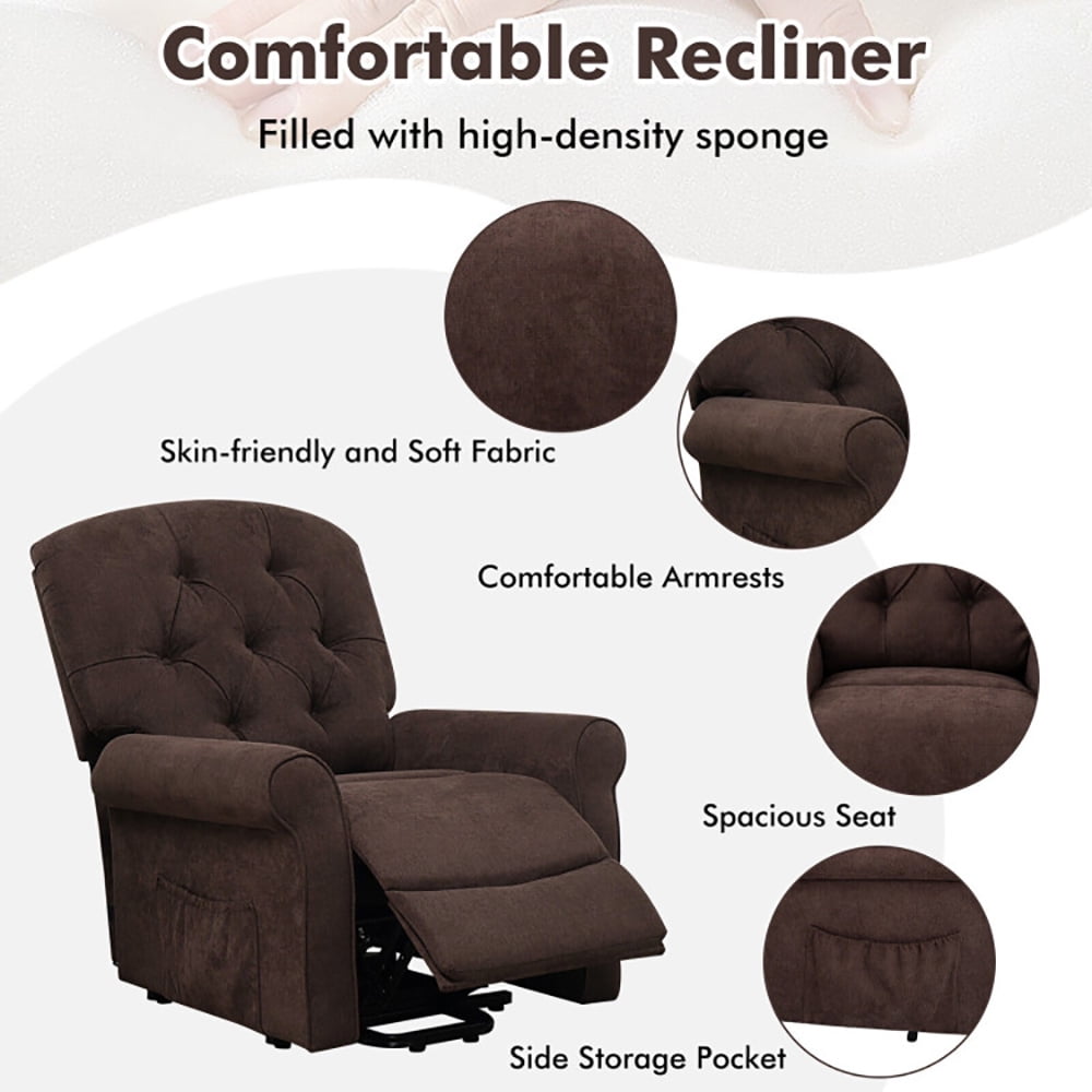 Finihen Recliner Chair, Recliner Chair Sofa for Elderly with Side Pocket and Remote Control, for Living Room, Bedroom, Brown Finihen Recliner Chair, Recliner Chair Sofa for Elderly with Side Pocket and Remote Control, for Living Room, Bedroom, Brown