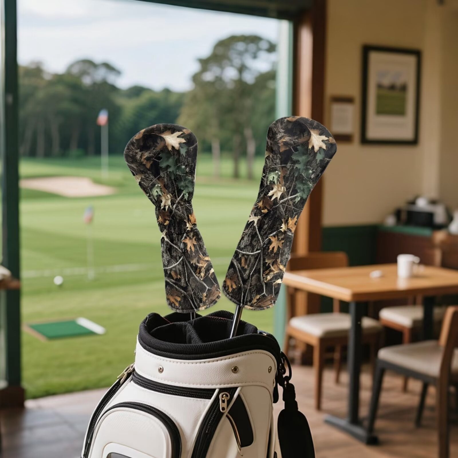 Uorisanigo Golf Club Head Covers for Driver, Fairway Hybrid Woods - 3PCS Camo Hunting Forest Golf Wood Head Covers Set(D/F/H) - Premium PU Leather, Elastic Band, Waterproof & Durable