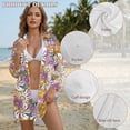 thumbnail image 4 of Renewold Swim Cover Up for Women Long Sleeve T-Shirt Dress with Pocket Breathable Y2K Button Down Shirt Bathing Suit Cover Up Shirt Bikini Coverups, Y2K Hippie Flower Daisy Print, 2XL, 4 of 7