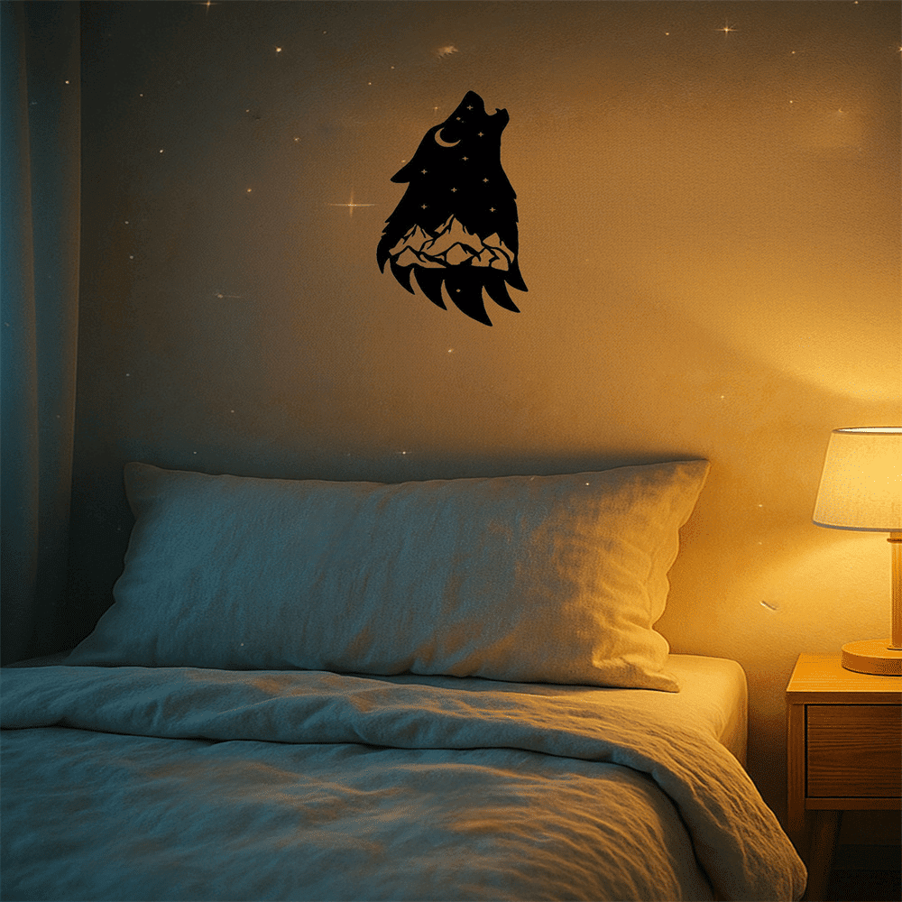 Gothic Howling Wolf Metal Wall Art Dark Academia Decor for Living Room Bedroom Office Gift