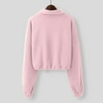 thumbnail image 5 of FEIFLY Women's Sweatshirt Full Zip Oversized Crop Jacket Winter Long Sleeve Stand Collar Workout Coat Windbreaker Solid Color Birthday Autumn Tops, 5 of 6