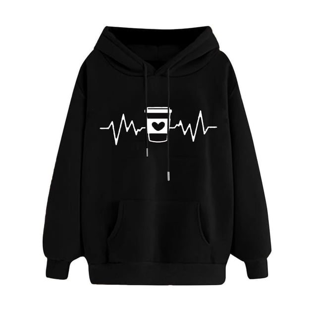 TINZ Chandails en Molleton d'Automne pour Femmes Mode Imprimé Graphique Chandail à Capuche Manches Longues Décontracté Chandail Léger Femme Chandail à Capuche Hiver