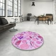 thumbnail image 4 of Ahgly Company Machine Washable Indoor Square Transitional Blossom Pink Area Rugs, 4' Square, 4 of 7