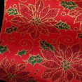 thumbnail image 2 of The Ribbon People Red and Gold Floral Poinsettia Wired Edge Craft Ribbon 5" x 20 Yards, 2 of 2