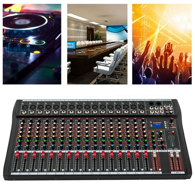 Miumaeov Bluetooth Studio Audio Mixer Sound Mixing Console Desk System Interface w/USB Drive for PC Recording Input AC 110V 50Hz 18W for Professional and Beginners Recording Function (16 Channel)