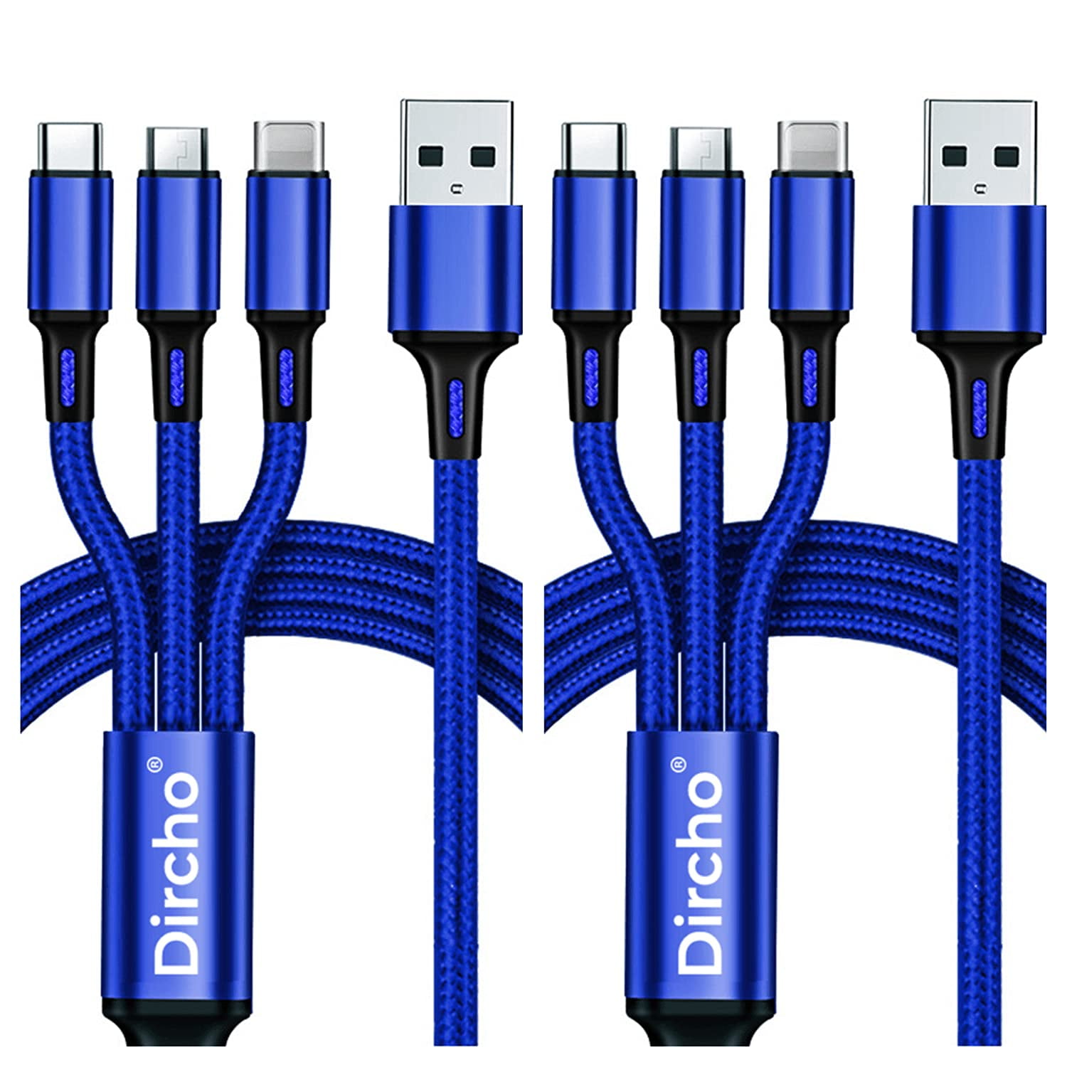 Picasso Wat dan ook Conceit 2 Pack] Multi 4 Ft Universal USB Charging Cable 3 in 1 Ports Type-C Micro- USB Connectors Nylon Braided Cord Compatible with Cell Phones Tablets  Devices (Blue) - Walmart.com