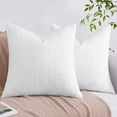 thumbnail image 1 of HAYAN Decorative Christmas Throw Pillow Covers 24x24 Set of 2 for Sofa Bed with Raised Twisted Rope Pattern, Stretchy Embossed Couch Pillow Covers, White, 1 of 1