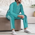 thumbnail image 7 of Zufioo a Teal Ribbonin Mens Pajamas Set, Mens Long-Sleeved Pajama and Pajama Pants,Pajamas Para Hombres,Men's Sleepwear-, 7 of 7