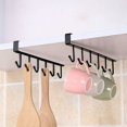 thumbnail image 2 of Debajo del gabinete Portavasos de 2 piezas, portavasos con 6 ganchos, sin taladro, utensilios de cocina, estante de almacenamiento colgante, gancho para tazas para organización de cocina y bar, 2 of 6