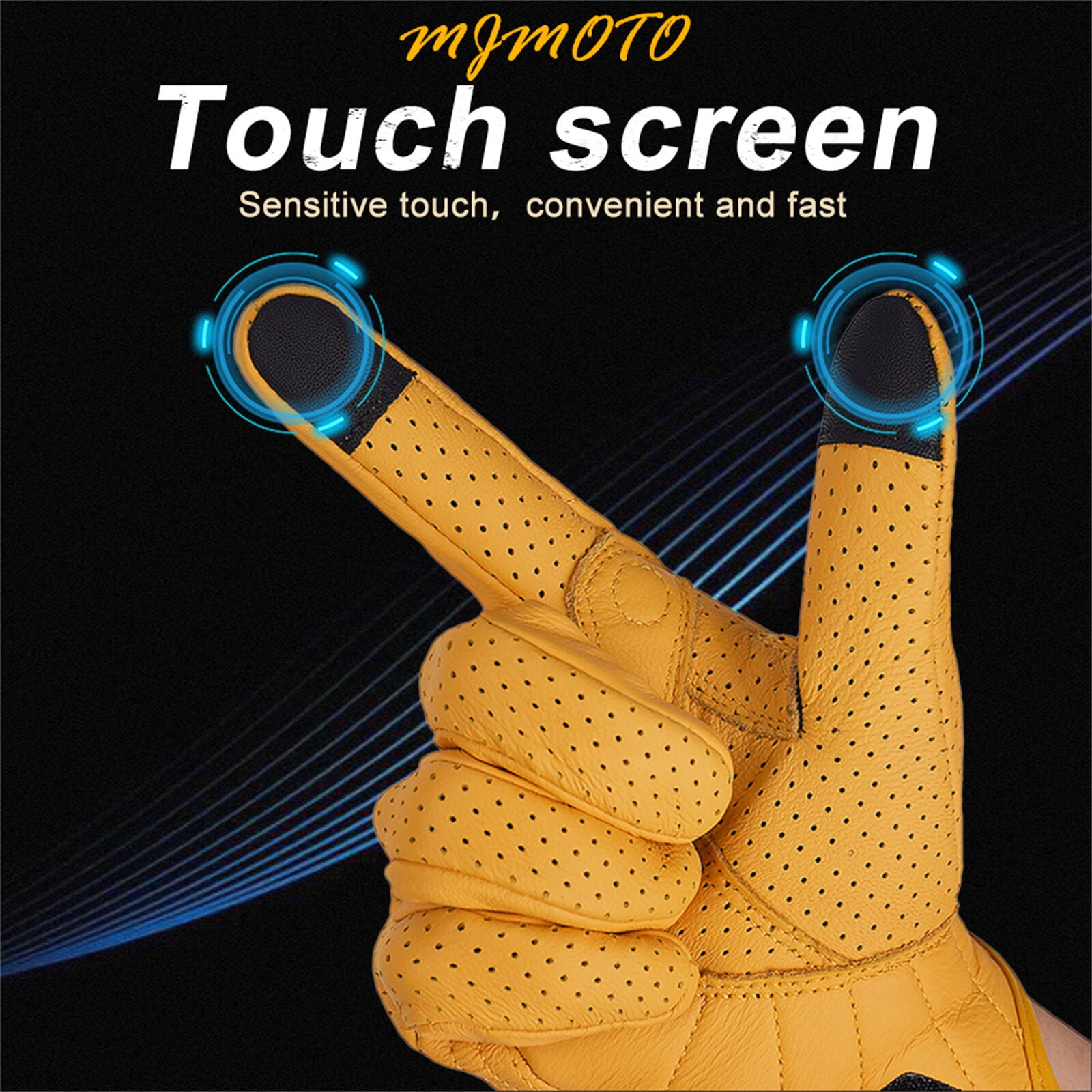 MJMOTO Classic Retro Leather Motorcycle Riding Gloves Summer Wear-Resistant Anti-Slip Men Women Mountain Bike Moto Biker Bicycle Accessories