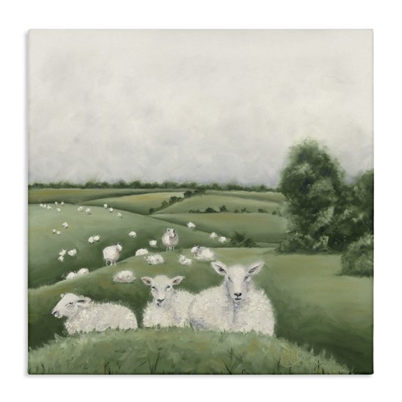 Stupell Industries Traditional Sheep Flock in Rolling Hills Canvas Art, 17 x 17, by Hollihocks Art
