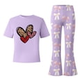 thumbnail image 6 of Gaexia Girls Two Piece Outfits,Valentine's Day Girls Outfit Cute Bow Heart Print Short Sleeve Top With Flare Leg Pants Toddler Two Piece Matching Fashion Clothes,7-8 Years, 6 of 6