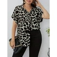thumbnail image 2 of Cuteduck Womens Plus Size Blouses Leopard Print Button Down Loose Fit Casual Short Sleeve Top 1X-5X, 2 of 6