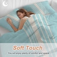thumbnail image 5 of Aqua Beige Striped Bedding 3 Piece Duvet Cover Set Twin Size, Modern Farmhouse Retro Lines Soft Microfiber Comforter Cover with Zipper Closure & Pillowcases, Wrinkle & FadeResistant Quilt Cover, 5 of 9