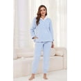 thumbnail image 2 of Heartnice Fluffy Pajamas set for Women Fleece Pullover 2 Piece Pjs Set Soft Plush Sleepwear Winter Loungewear(Light Blue, Mï¼, 2 of 6