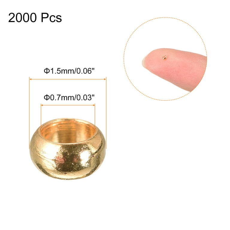 2000pcs 1.5mm Round Crimp Beads Jewelry Making Crimp End Spacer Bead, Bronze