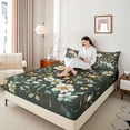thumbnail image 4 of Castle Fairy Floral Butterfly 4 Pieces Queen Sheet Sets for Boys Girls,Chic Vintage Flowers Ultra Soft Flat Sheet,Botanical Plants Queen Fitted Sheet,Super Cozy Room Decor, 4 of 7