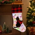 thumbnail image 5 of LED Light‑Up Cat Christmas Stocking, Buffalo Plaid Cuff Linen Pet Stocking, Black Cat Tangled Christmas Lights Hanging Ornament, Farmhouse Holiday Decor for Fireplace, Xmas Tree, Pet Lovers, 5 of 7