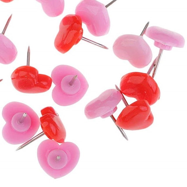 WRITWAA 150Pack Decorative Thumb Tacks Love Heart Peg Pin for Bulletin Board Map Marking General Users