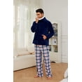 thumbnail image 4 of U2SKIIN Mens Plush Plaid Pajamas Set, Ultra Soft Pullover Sleepwear Warm Pjs set,(Navy+Navy White Plaid,XL), 4 of 5