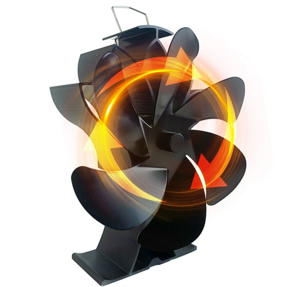 Wood Stove Fan Heat Powered Non-Electric Lotus Shaped Silent Operation 6-Blade Fireplace Fan with Bracket