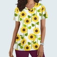 thumbnail image 2 of Xfvqtps Scrub Tops for Women Sunflower Printed Soft V-Neck Scrubs Comfortable Lightweight Nursing Uniforms Casual Printed Short Sleeve Nurse Top Working Uniforms with Pockets Yellow, 2 of 5