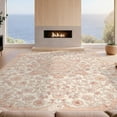 thumbnail image 2 of Design&I 2'x3' Washable Accent Rug Pet Friendly & Non-Slip Built-In Grip Boho Vintage Distressed Center Scroll Border Lattice Ornate Pink Flowing Dynamic for Kitchen, Station, 2 of 7