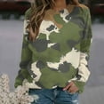 thumbnail image 2 of Women Pullover Hoodless Sweatshirts Camouflage Printed Round Neck Shoulder Long Sleeved Sweatshirt, 2 of 4