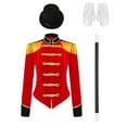 thumbnail image 3 of TiaoBug Womens Circus Jacket Coat Magic Show Outerwear Party Cosplay Costume with Accessories Set Red L, 3 of 7