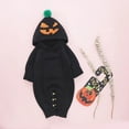thumbnail image 2 of KAUOD Toddler Halloween Pumpkin Jumpsuits Knit Hooded Front Pockets 3 6 12 18 24 Months Baby Boys Outfits Ribbed Soft Jumpsuits, 2 of 5