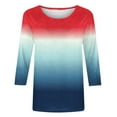 thumbnail image 4 of Olyvenn Womens 3/4 Sleeve Tops and Blouses Crew Neck Gradient Tshirts Cute Summer Tee Shirts for Ladies Casual Dressy Dark Blue S, 4 of 4