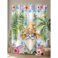 thumbnail image 4 of Tropical Coastal Shower Curtain, Vintage Dwarf Shell Starfish Butterfly Palm Tree Bathroom Decor Curtains Set with Hooks, Waterproof Fabric Home Accessories， 72 X 78 Inch Long, 4 of 6