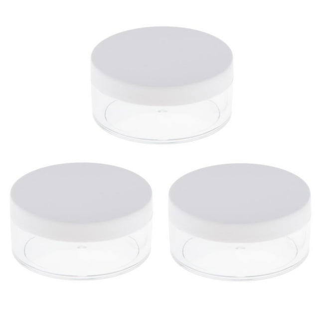 3x Recipientes vacíos para polvos sueltos Zulema Cubierta compacta para polvos Blush Glasses Blanco 50g 7x3 cm