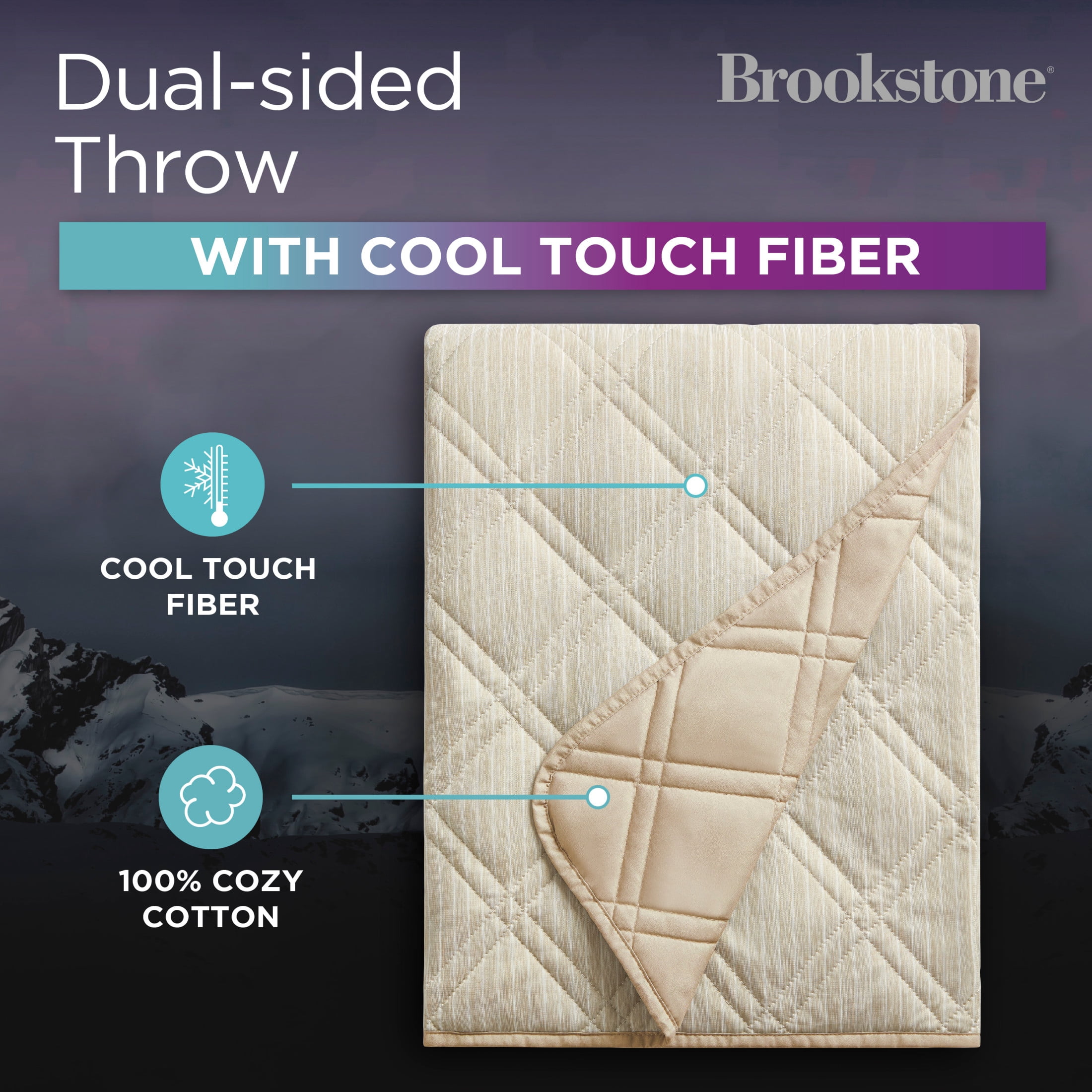 Brookstone Cooling Throw Taupe, Solid Print, Nylon Polyethylene, Knit, 1 Piece, Standard Size